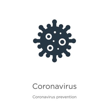 Coronavirus ikon vektörü. Beyaz arka planda izole edilmiş Coronavirus Önleme koleksiyonundan moda düz koronavirüs ikonu. Vektör illüstrasyonu web ve mobil grafik tasarımı, logo için kullanılabilir,