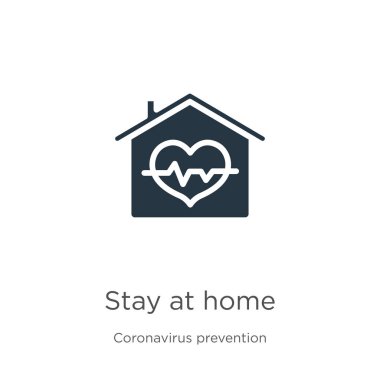 Ev ikonu vektöründe kal. Beyaz arka planda izole edilmiş Coronavirus Önleme koleksiyonundan moda düz ev ikonu. Vektör illüstrasyonu web ve mobil grafik tasarımı, logo için kullanılabilir,