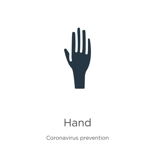 Handicoon Vector Trendy Platte Hand Icoon Van Coronavirus Preventie Collectie — Stockvector