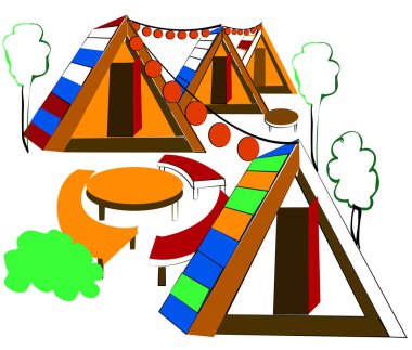 Glamping kampları. Fenerli Wingwam. Ormanda modern tatil. Glamping rahat bir tatildir.