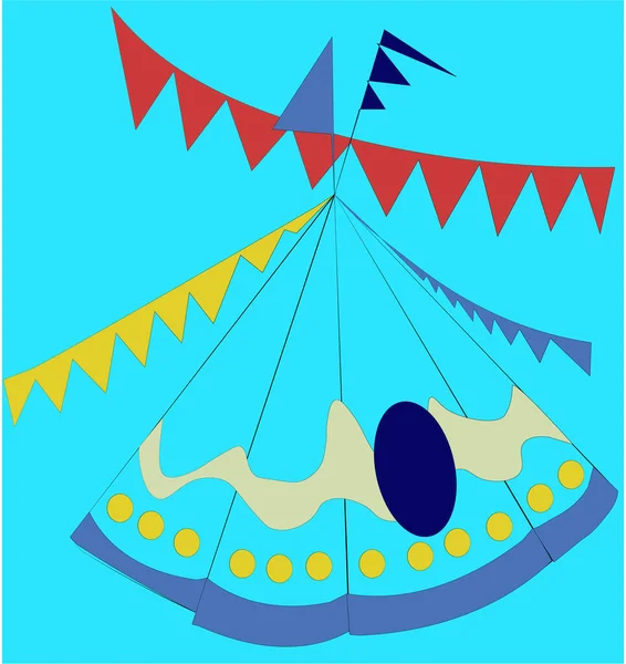 Glamping Wigwam Con Linternas Vacaciones Modernas Bosque Glamping Unas Vacaciones — Vector de stock