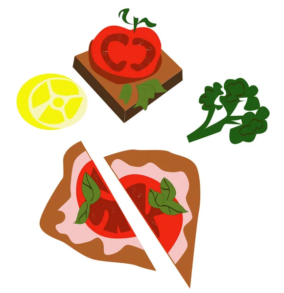 Vegan yiyeceklerin vektör çizimi. Doğru yemeği ye. Beyaz bir arka planda izole edilmiş. Vegan tost.