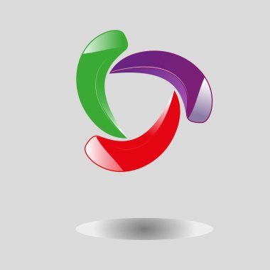 çok renkli logo / resmi gösterir bir renkli logo, üç renk, yeşil, kırmızı, Lila.