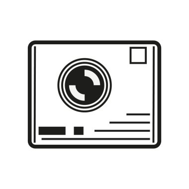  kamera / resmi bir kamera simgeler, kontür şeklinde gösterir. Bir fotoğraf makinesi ile bir sopa ve bir fotoğraf. Uygulama büyük bir logo, bir bilgisayar donanım mağaza için site kapsamıdır.