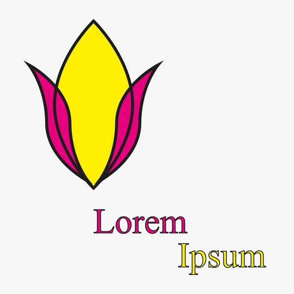 tulip logo/The picture shows a flower tulip logo. Logo of yellow and violet colors with text.