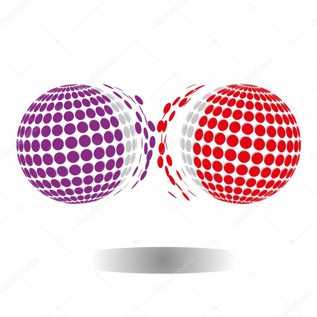 Two logos/The figure depicts a logo with two balls of purple and red colors. Logo for enterprise.