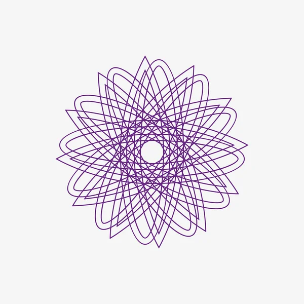 ロゴ花 薄いストローク 新しい会社のロゴのエンブレムがある花の形のロゴの図面 — ストックベクタ