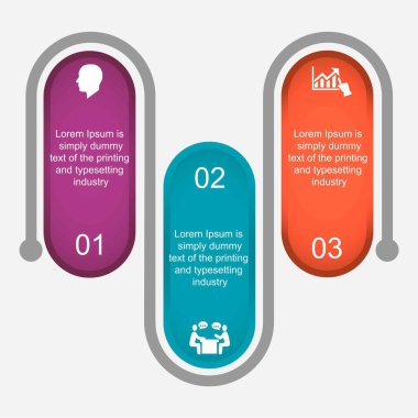 İş verileri görselleştirme, bilgi grafikleri. Grafiklerin, üç aşamalı diyagramların, sayıların, varyantların ve parçaların yardımıyla elementlerin sürecinin şeması. Sunum için iş vektörü.