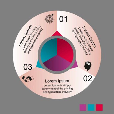 İş verileri görselleştirme, bilgi grafikleri. Elementlerin süreç şeması, grafiklerin yardımıyla, dört aşamalı bir dairenin diyagramları, sayılar, varyantlar, parçalar. Sunum için iş vektörü.