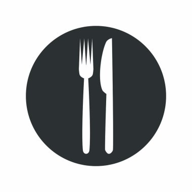 Fotoğrafta mutfak aletleri, bıçak ve fiş var. Logo için, mutfak için, restoran için..