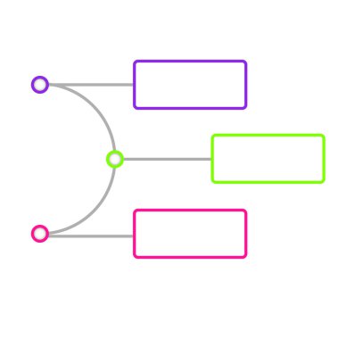 İş verileri görselleştirme, bilgi grafikleri. Grafiklerin, dikdörtgenlerin ve dairelerin üç aşamada, sayıların, varyantların ve parçaların yardımıyla elementlerin sürecinin şeması. Sunum için iş vektörü.