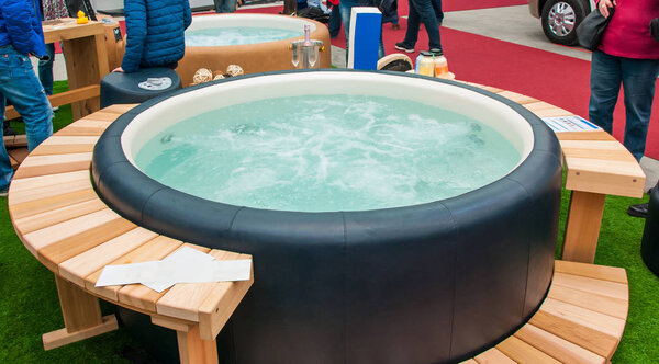 Closeup of hot tub