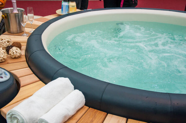 Closeup of hot tub