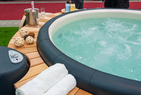 Closeup of hot tub