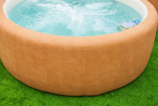 Closeup of hot tub