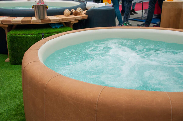 Closeup of hot tub