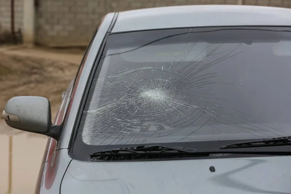 Broken Car Windshield Damage Glass Accident Car — Stock Photo, Image