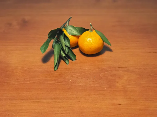 Nahaufnahme Mandarine Mit Prospekten Für Das Neue Jahr Speisekarte Restaurant — Stockfoto