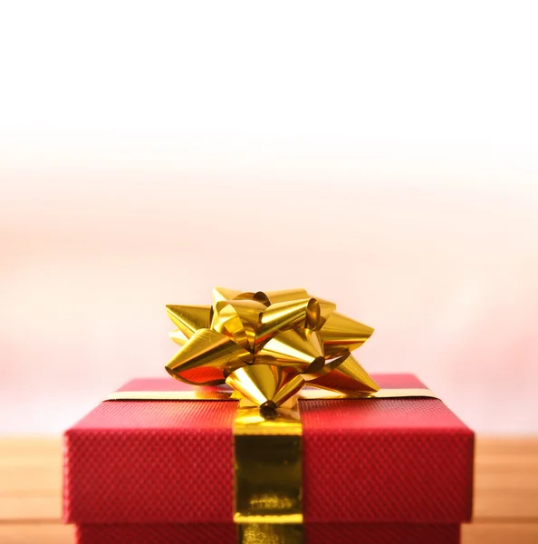 Rote Geschenkbox Makro Front — Stockfoto