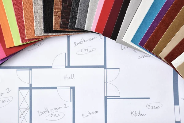 Materiály a barvy pro vnitřní výzdobu nahoře plán — Stock fotografie