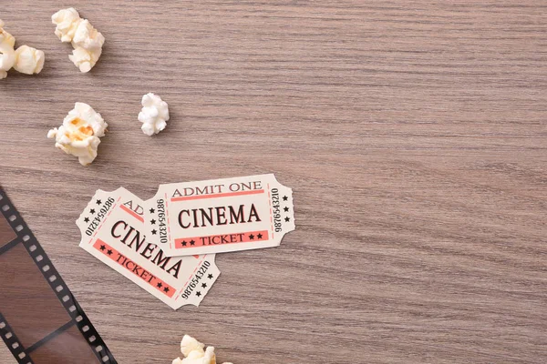 Equipment Elements Cinema Detail Wooden Table Concept Watching Movies Horizontal — Stock Photo, Image