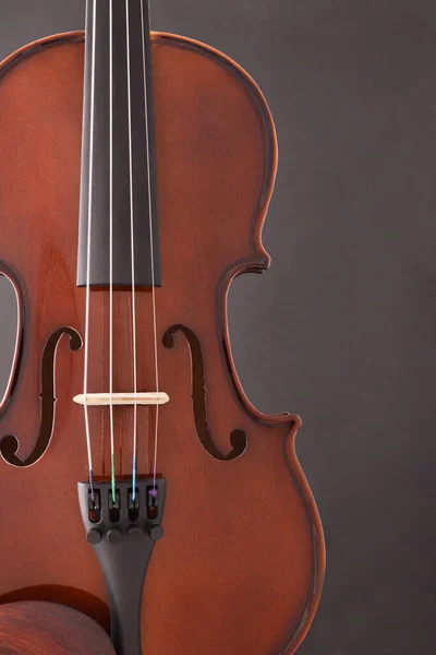 Violin detail with black background vertical — Stock Photo, Image
