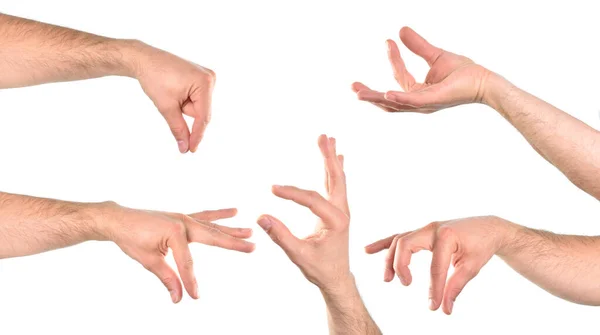 Cinco Mãos Várias Posições Com Ação Captura Composição Horizontal — Fotografia de Stock