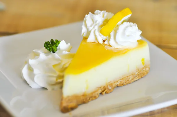 Lemon cheese cake or  lemon cheese pie — Stock Photo, Image