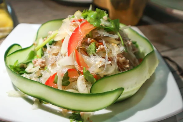 Salada de macarrão de vidro ou salada picante — Fotografia de Stock