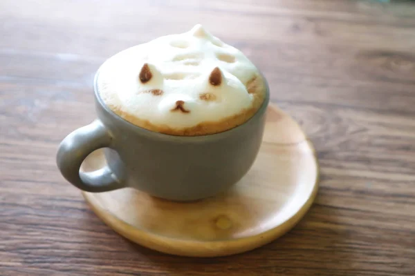 Dog foam latte art or hot coffee or 3d coffee art — Stock Photo, Image