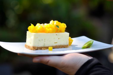 Mango peynirli kek, mango peynirli turta.