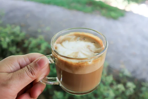 Café quente, cappuccino quente ou latte — Fotografia de Stock