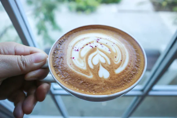 Café caliente, moca o latte arte —  Fotos de Stock