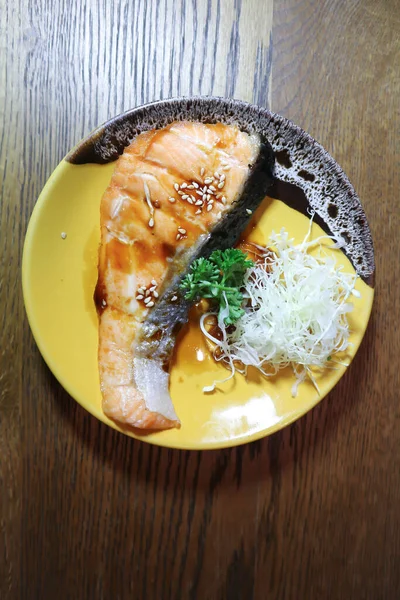 Somon Grătar Friptură Somon Sau Yaki Sake Mâncarea Japoneză — Fotografie, imagine de stoc