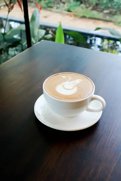 Kopi Kopi Panas Atau Cappuccino Panas Atas Meja — Stok Foto