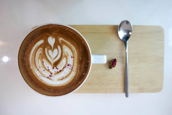 Gorąca Kawa Lub Sztuka Latte Kawa Lub Kawa Cappuccino — Zdjęcie stockowe