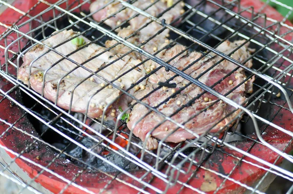 Carne Alla Griglia Manzo Maiale Alla Griglia Sulla Stufa Braciere — Foto Stock