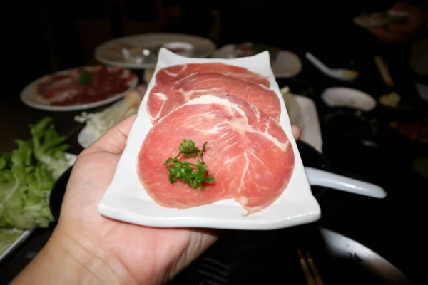 Carne Porc Feliată Carne Porc Sau Carne Porc Brută — Fotografie, imagine de stoc