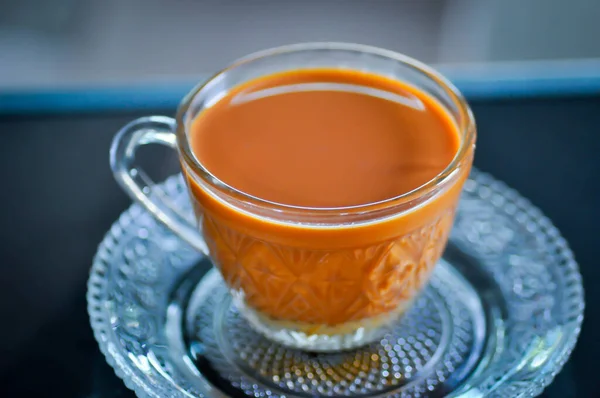 Tajska Herbata Gorąca Herbata Lub Gorące Mleko Herbata — Zdjęcie stockowe