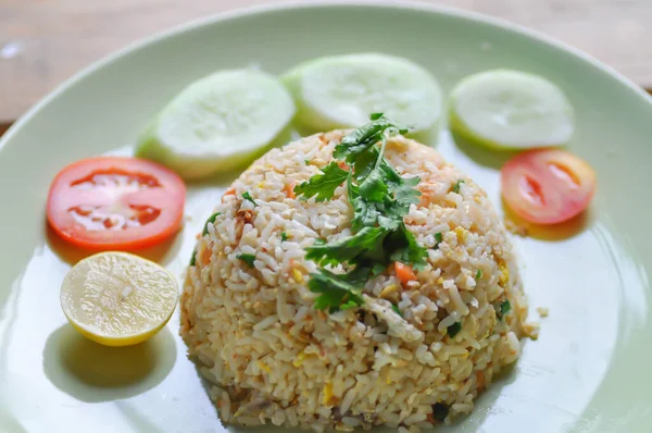 Gebratenen Reis Umrühren Gebratenen Reis Mit Garnelen Und Umrühren — Stockfoto