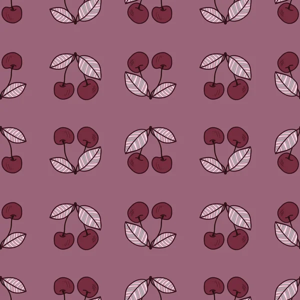 Vector cherries geometric seamless pattern print background. — Stock Vector