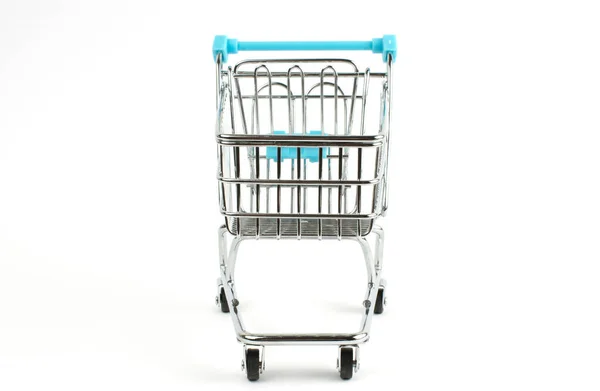 Carrello Supermercato Sull Isolato Bianco — Foto Stock