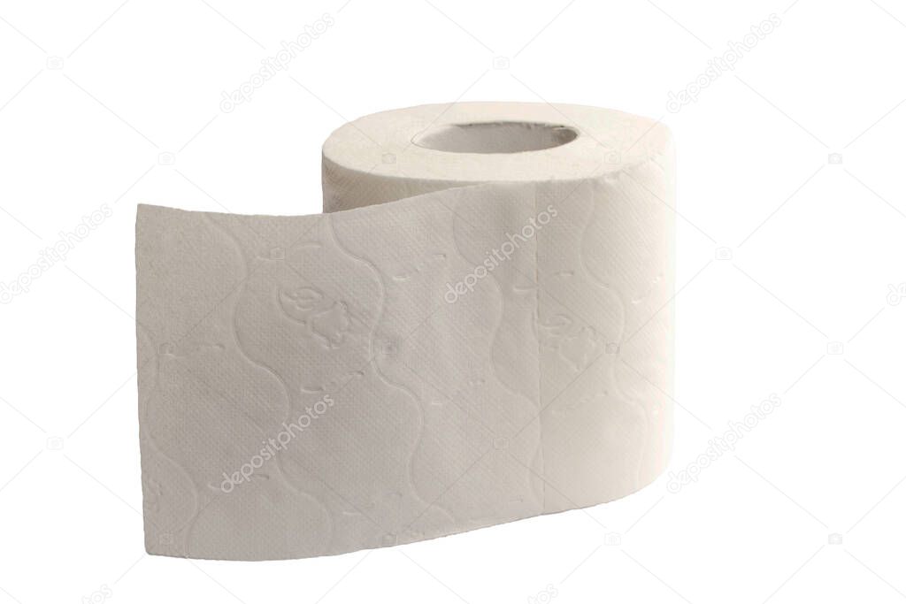 A roll of toilet paper on white isolate.