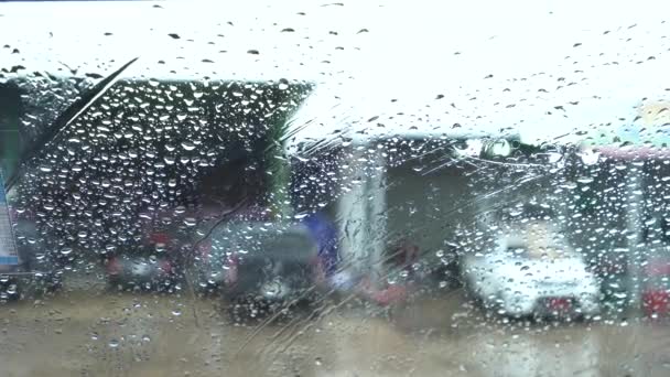 Gotas Lluvia Fuerte Tanque Agua Para Usar Agua — Vídeo de stock