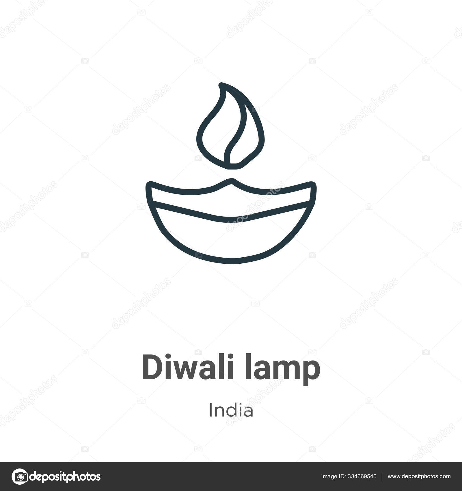 Diwali Lamp Outline Vector Icon Thin Line Black Diwali Lamp Stock Vector by  ©Digital-Bazaar 334669540, image size:1600x1700