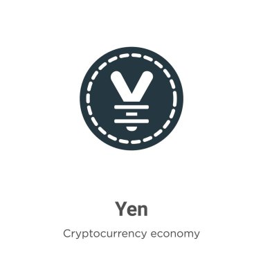 Beyaz arkaplanda Yen vektör simgesi. Modern kripto para birimi ekonomisinden düz vektör yen simgesi işareti ve mobil konsept ve web uygulamaları tasarımı için finans koleksiyonu.