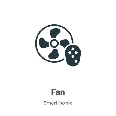 Beyaz arkaplanda fan sembolü vektörü. Mobil konsept ve web uygulamaları tasarımı için modern akıllı ev koleksiyonundan düz vektör fan simgesi işareti.