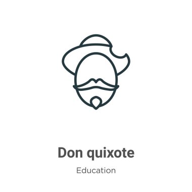 Don quixote ana hat vektör simgesi. İnce çizgi siyah don quixote simgesi, düz vektör basit element çizimi, düzenlenebilir edebiyat konseptinden izole edilmiş beyaz arkaplan