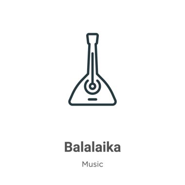 Balalaika ana hat vektör simgesi. Beyaz arkaplanda izole edilmiş ince çizgi siyah balalayka simgesi, düz vektör basit element çizimi