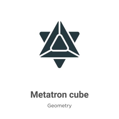 Beyaz arkaplanda Metatron küp glyph ikon vektörü. Mobil konsept ve web uygulamaları tasarımı için modern geometri koleksiyonundan düz vektör metatron küp simgesi simgesi işareti.